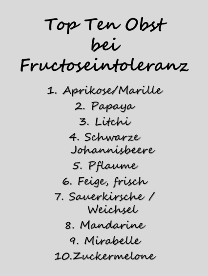 Top Ten Obst bei Fructoseintoleranz