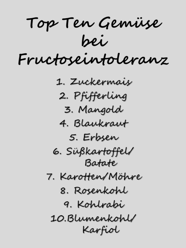 Top Ten Gemüse bei Fructoseintoleranz